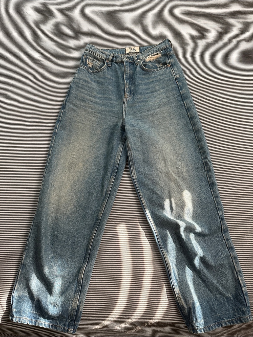 We The Free high waisted Light Blue Wide Leg Ankle Crop Jeans - Women